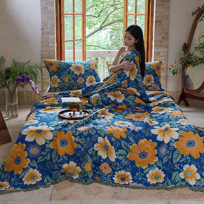 Coperta in garza di cotone con nappe Ownkoti Bright Daisy - image 2