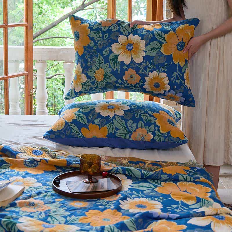 Coperta in garza di cotone con nappe Ownkoti Bright Daisy - image 7