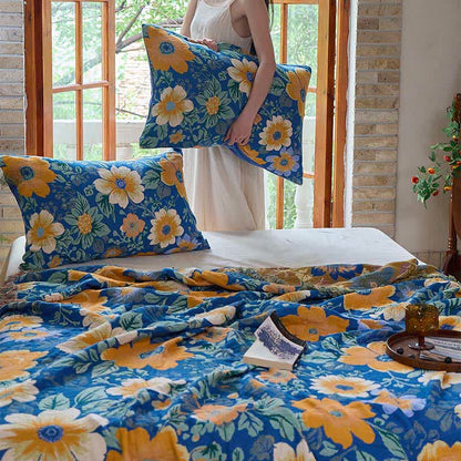 Coperta in garza di cotone con nappe Ownkoti Bright Daisy - image 6