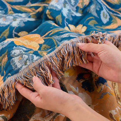 Coperta in cotone con nappa di uccelli floreali vivaci Ownkoti - image 11