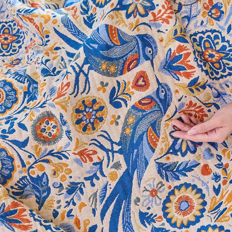 Coperta in garza di cotone con nappa a forma di uccello vintage Ownkoti - image 11