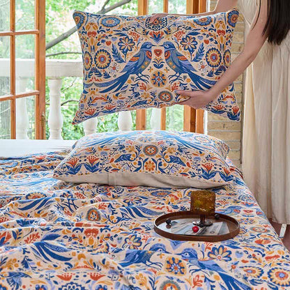 Coperta in garza di cotone con nappa a forma di uccello vintage Ownkoti - image 7