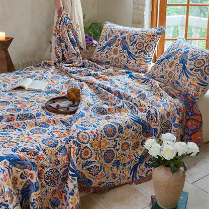 Coperta in garza di cotone con nappa a forma di uccello vintage Ownkoti - image 2