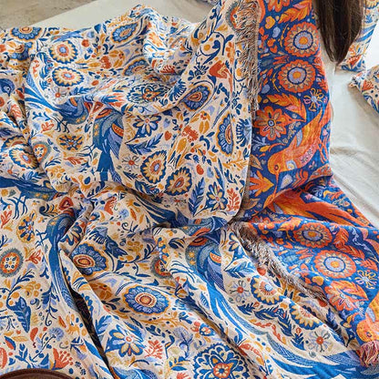 Coperta in garza di cotone con nappa a forma di uccello vintage Ownkoti - image 10