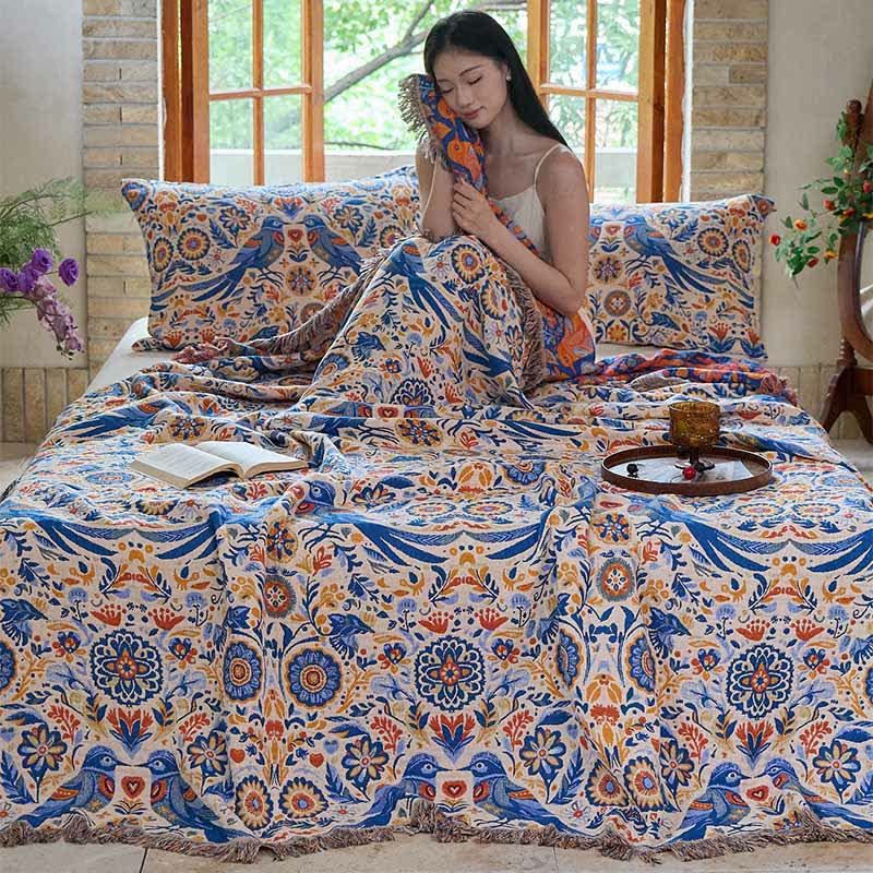 Coperta in garza di cotone con nappa a forma di uccello vintage Ownkoti - image 5