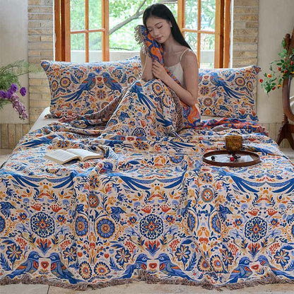 Coperta in garza di cotone con nappa a forma di uccello vintage Ownkoti - image 5