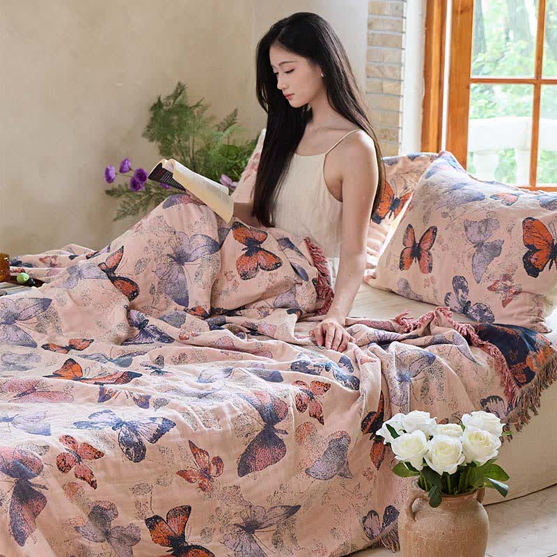 Elegante coperta in cotone con nappa a farfalla Ownkoti - image 4