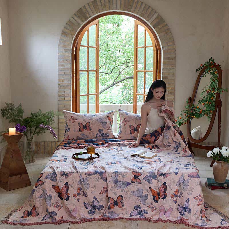 Elegante coperta in cotone con nappa a farfalla Ownkoti - image 2