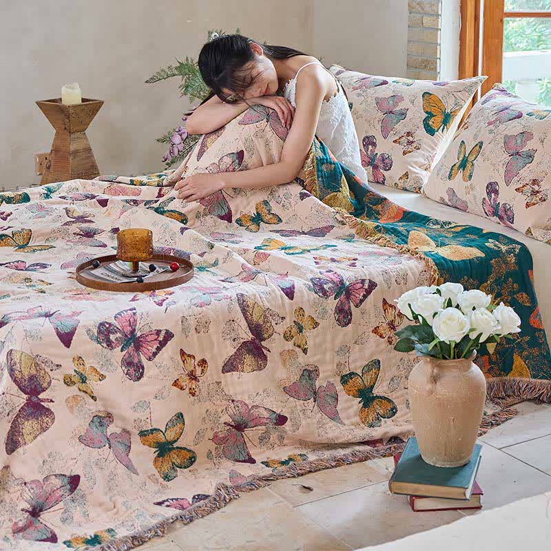 Elegante coperta in cotone con nappa a farfalla Ownkoti - image 14