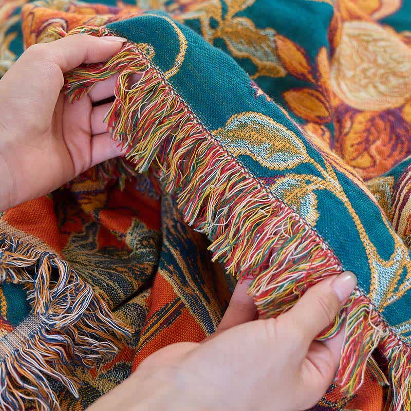 Coperta di lusso con nappe in cotone floreale Ownkoti - image 11