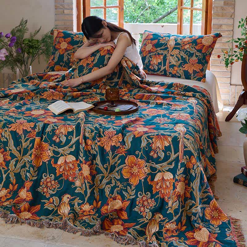 Lussuosa trapunta in cotone con nappe e motivi floreali - image 4