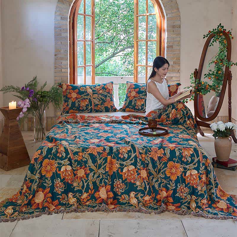 Lussuosa trapunta in cotone con nappe e motivi floreali - image 3