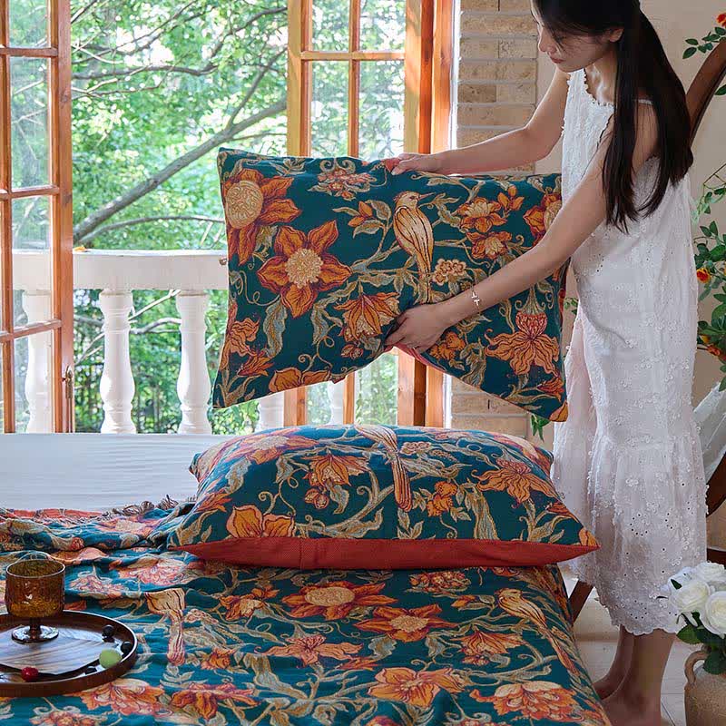 Coperta di lusso con nappe in cotone floreale Ownkoti - image 8