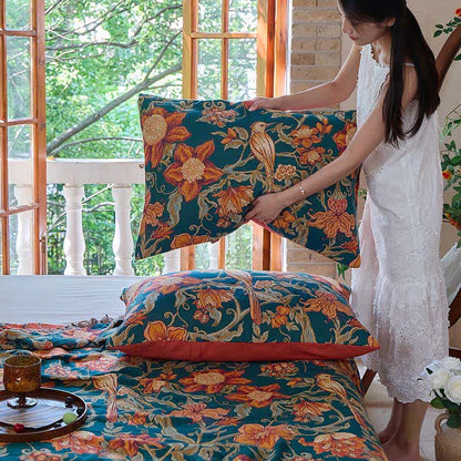 Coperta di lusso con nappe in cotone floreale Ownkoti - image 8