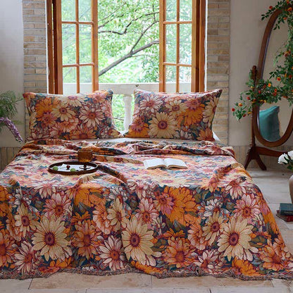 Coperta in cotone con nappe e girasoli in fiore Ownkoti - image 2