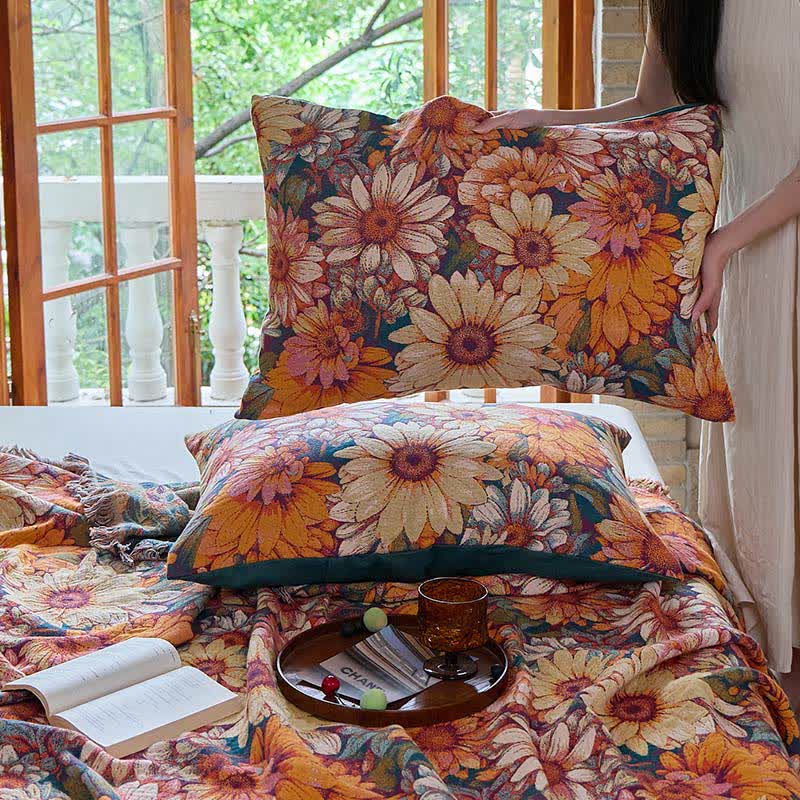 Coperta in cotone con nappe e girasoli in fiore Ownkoti - image 7