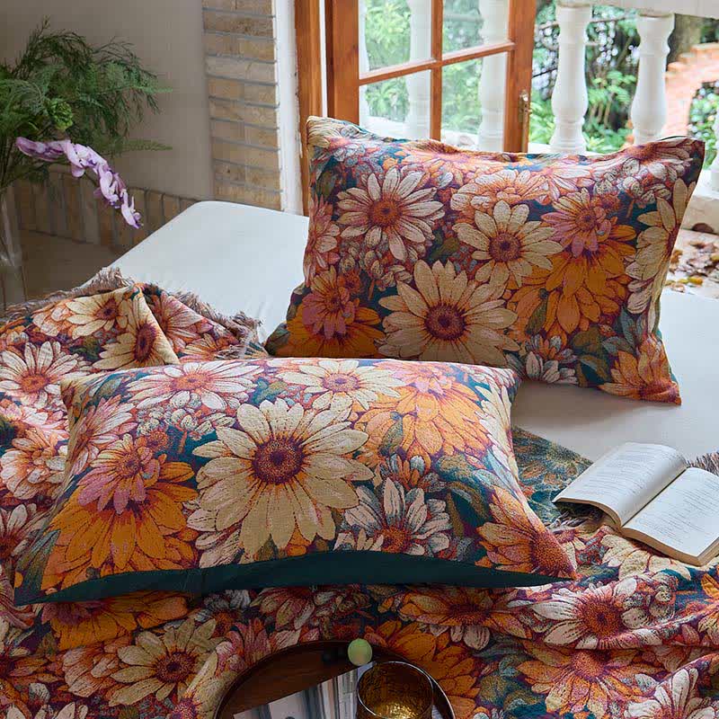 Coperta in cotone con nappe e girasoli in fiore Ownkoti - image 8