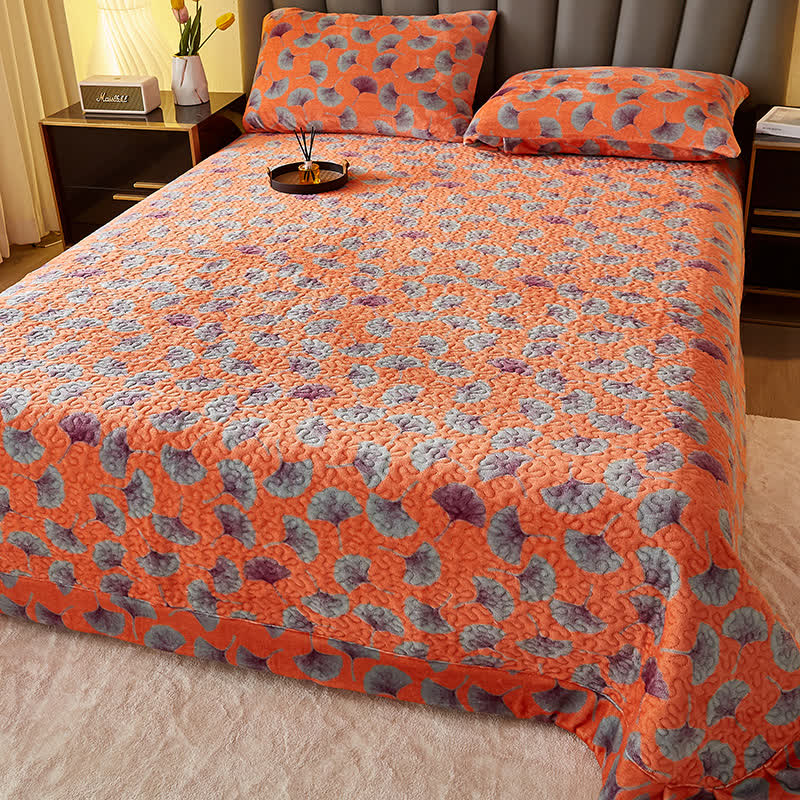 Copriletto trapuntato in peluche rustico Ownkoti Ginkgo - Copriletto con 2 federe - Matrimoniale - image 0