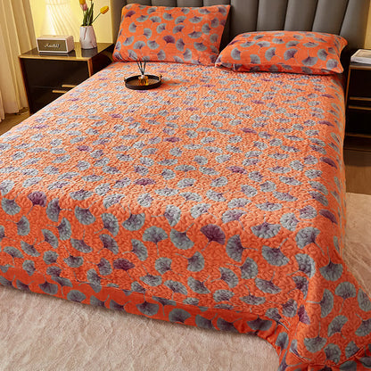 Copriletto trapuntato in peluche rustico Ownkoti Ginkgo - Copriletto con 2 federe - Matrimoniale - image 0