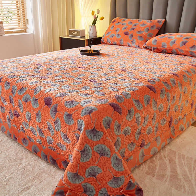 Copriletto trapuntato in peluche rustico Ownkoti Ginkgo - image 1