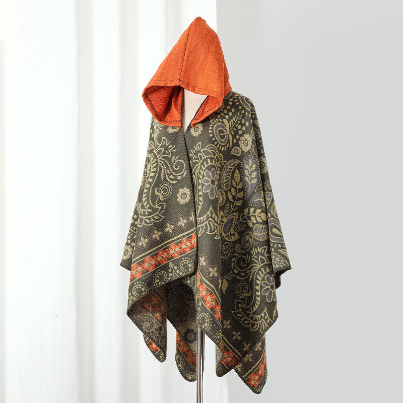 Mantella con cappuccio e scialle vintage Paisley - Arancia - 135cm x 150cm - image 5