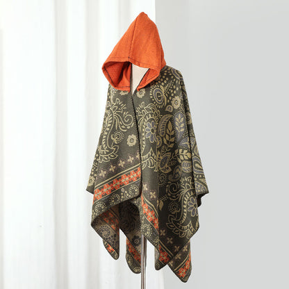Mantella con cappuccio e scialle vintage Paisley - Arancia - 135cm x 150cm - image 5