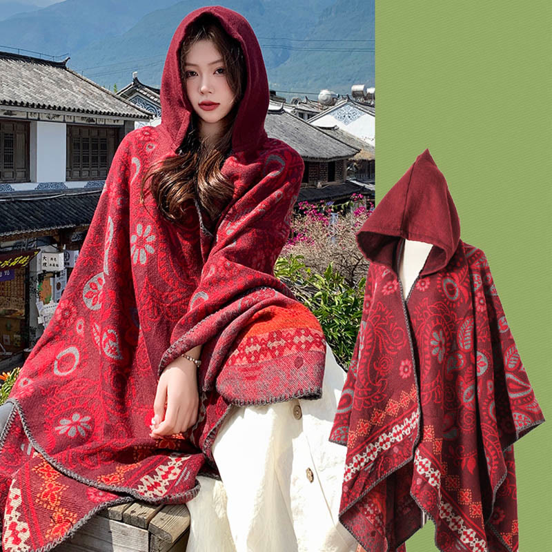 Mantella con cappuccio e scialle vintage Paisley - image 1