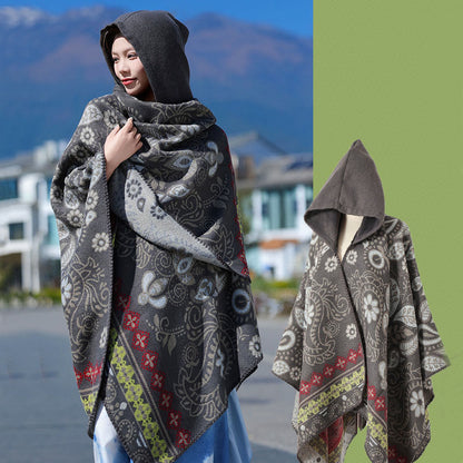 Mantella con cappuccio e scialle vintage Paisley - image 3
