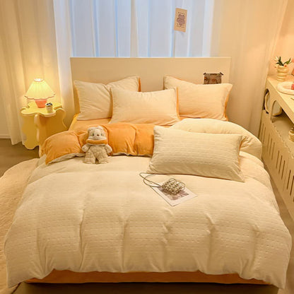 Set di biancheria da letto in peluche testurizzato a quadri Ownkoti (4 pezzi) - image 1