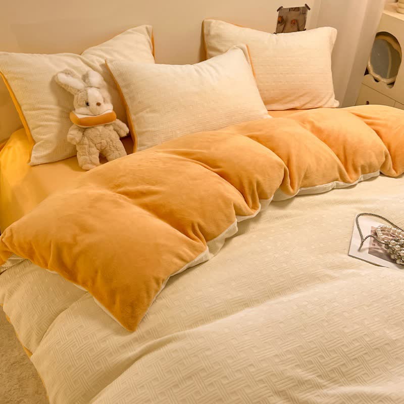 Set di biancheria da letto in peluche testurizzato a quadri Ownkoti (4 pezzi) - image 3