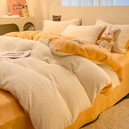 Set di biancheria da letto in peluche testurizzato a quadri Ownkoti (4 pezzi) - image 2