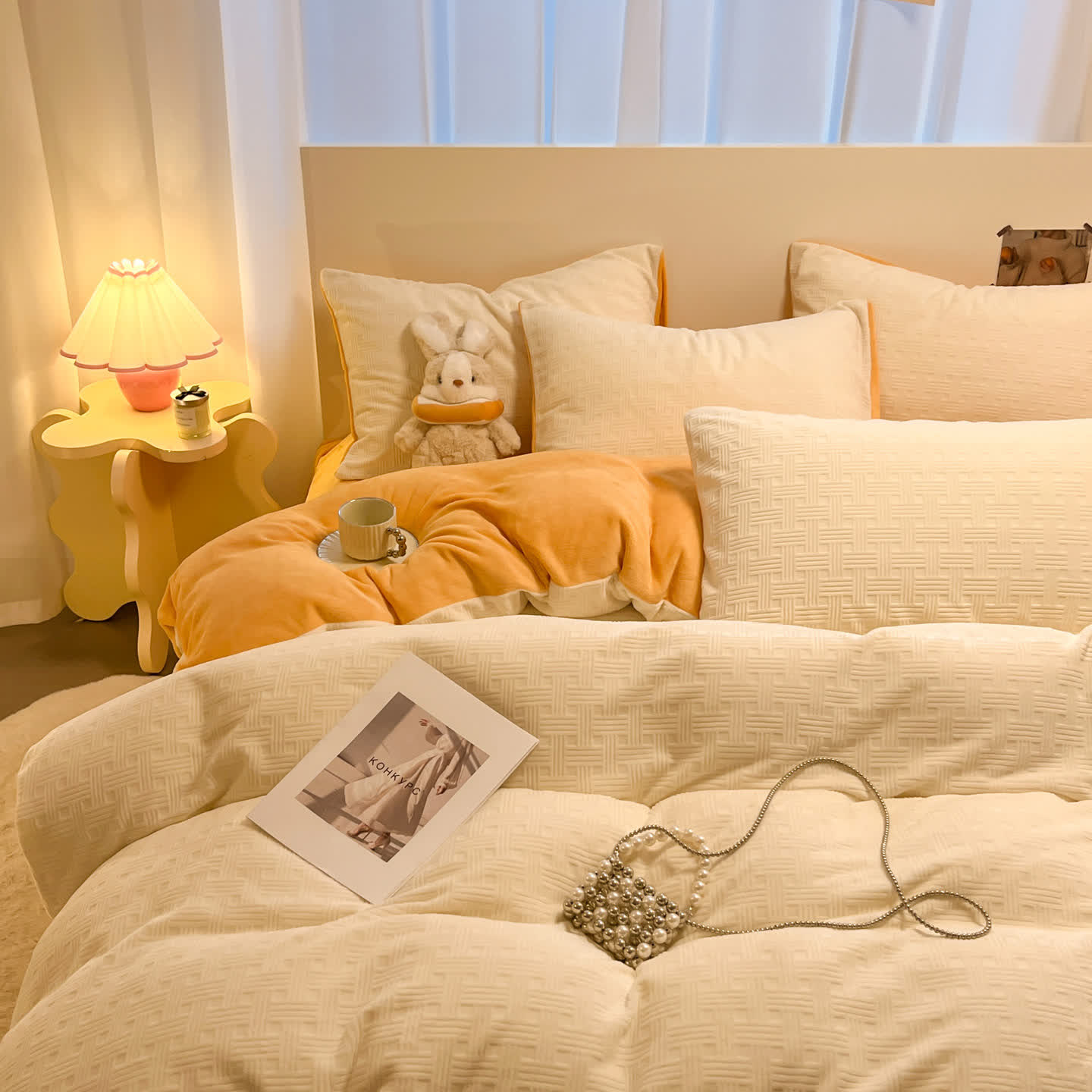 Set di biancheria da letto in peluche testurizzato a quadri Ownkoti (4 pezzi) - image 7
