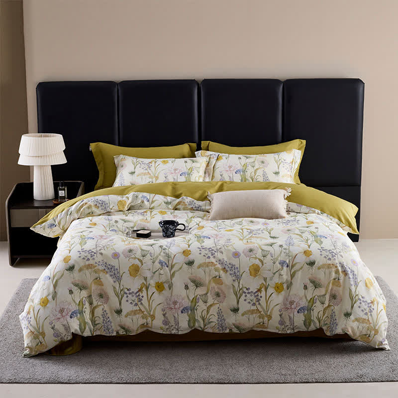 Set di biancheria da letto in puro cotone floreale fresco Ownkoti (4 pezzi) - Matrimoniale Grande - image 0