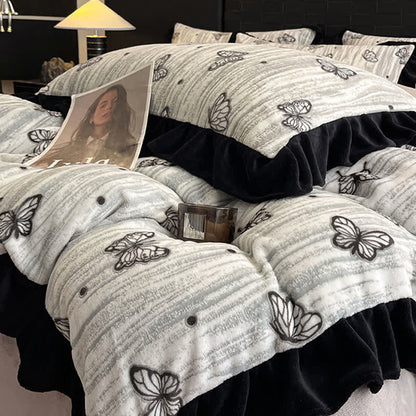 Set di biancheria da letto in peluche con volant a forma di farfalla Ownkoti (4 pezzi) - image 7