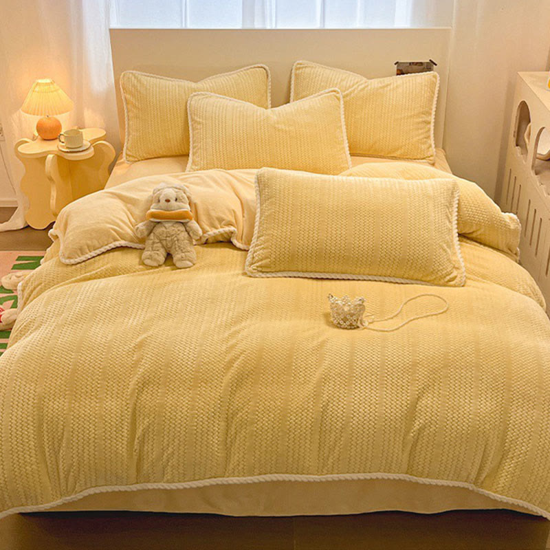 Set di biancheria da letto invernale in pile di lusso (4 pezzi) - Giallo crema - Set di biancheria da letto (4 pezzi) - Matrimoniale Grande - image 21