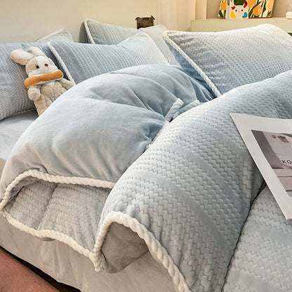 Set di biancheria da letto invernale in pile di lusso (4 pezzi) - Blu - Copripiumino - Matrimoniale Grande - image 15