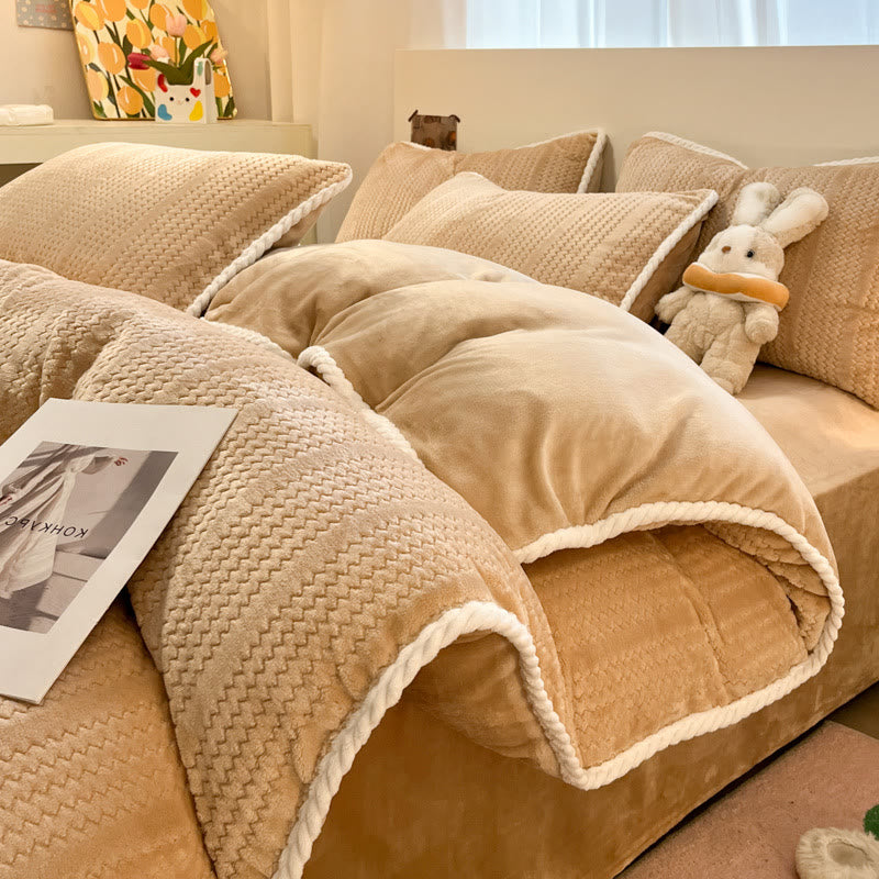 Set di biancheria da letto invernale in pile di lusso (4 pezzi) - Caffè - Copripiumino - Matrimoniale Grande - image 27