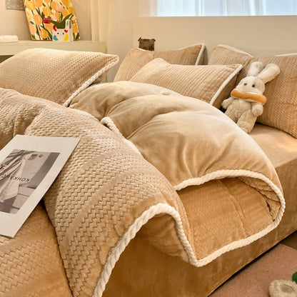 Set di biancheria da letto invernale in pile di lusso (4 pezzi) - Caffè - Copripiumino - Matrimoniale Grande - image 27