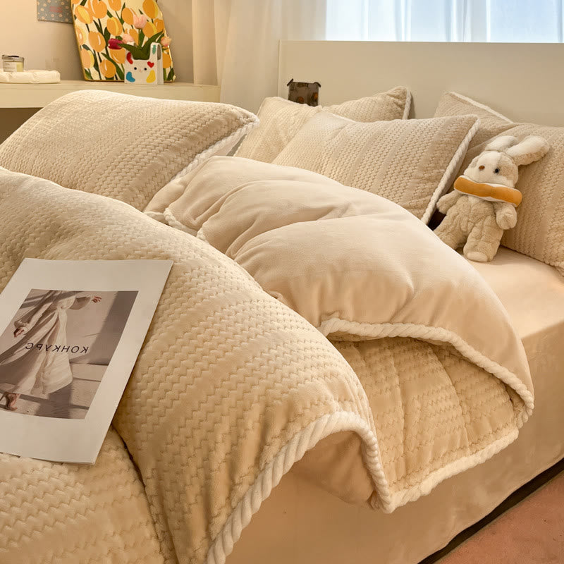 Set di biancheria da letto invernale in pile di lusso (4 pezzi) - Beige Albicocca - Set di biancheria da letto (4 pezzi) - Matrimoniale Grande - image 31