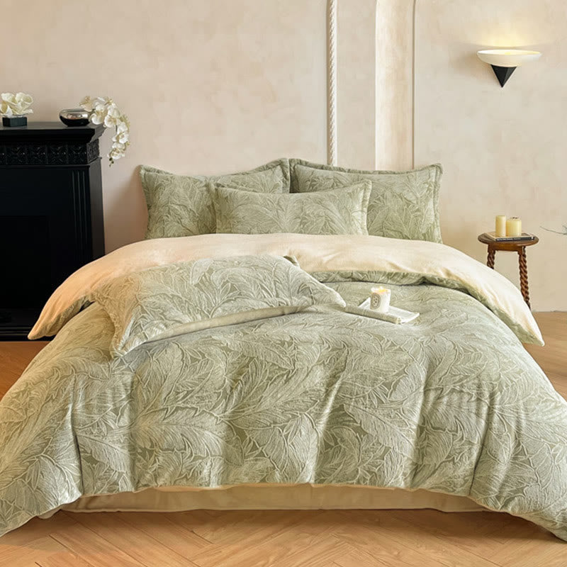 Set di biancheria da letto in pile spesso e goffrato (4 pezzi) - Verde - Set di biancheria da letto (4 pezzi) - Matrimoniale Grande - image 14