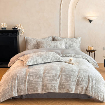 Set di biancheria da letto in pile spesso e goffrato (4 pezzi) - Grigio - Set di biancheria da letto (4 pezzi) - Matrimoniale Grande - image 0