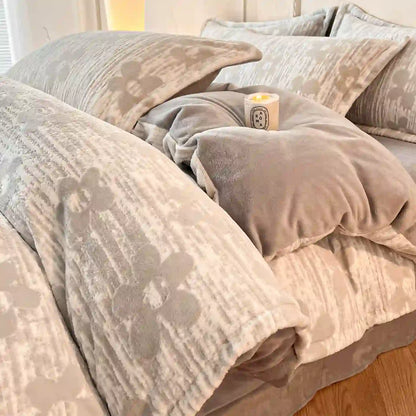 Set di biancheria da letto in pile spesso e goffrato (4 pezzi) - image 3