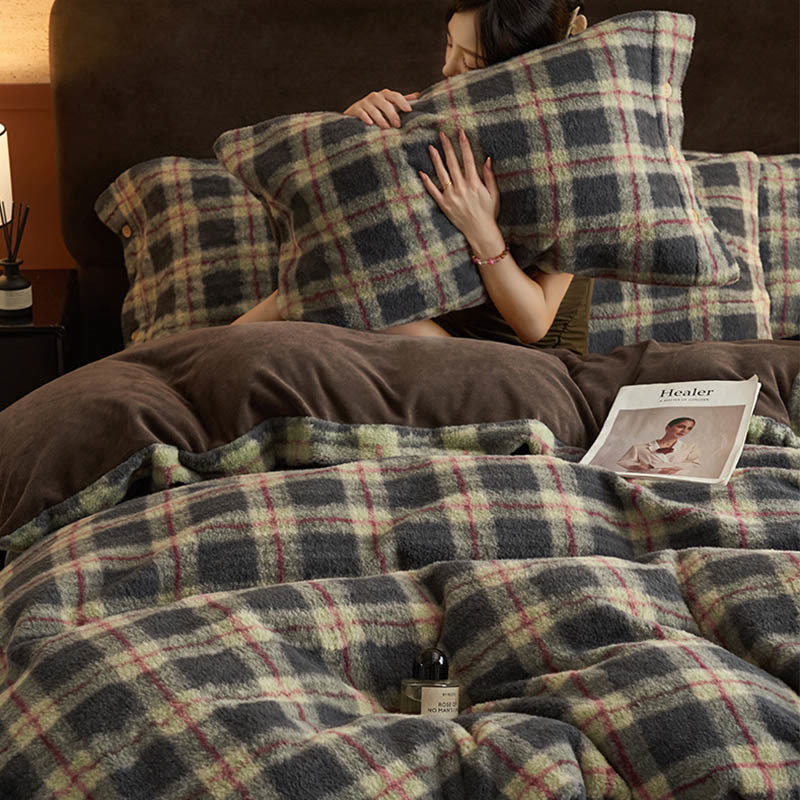 Set di biancheria da letto classica scozzese e calda (4 pezzi) - image 1