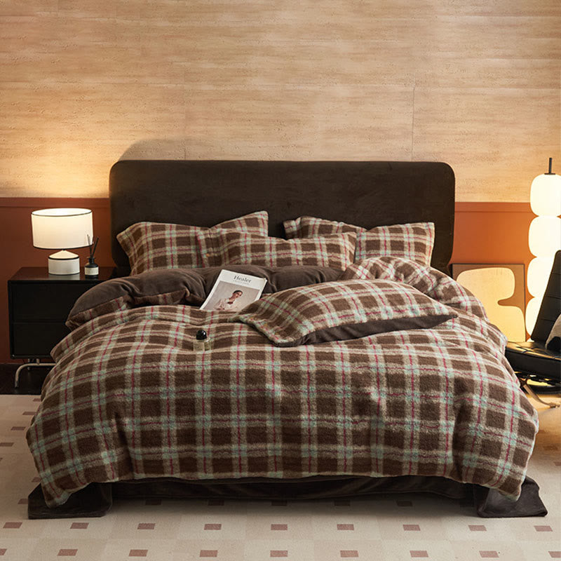 Set di biancheria da letto classica scozzese e calda (4 pezzi) - Verde menta - Set di biancheria da letto (4 pezzi) - Matrimoniale Grande - image 22
