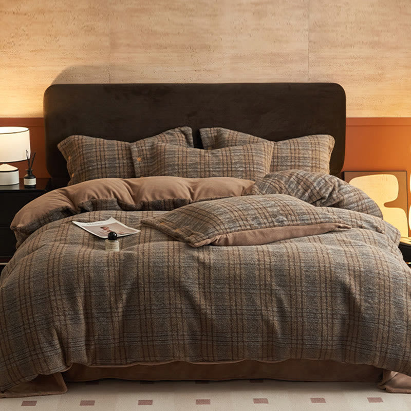 Set di biancheria da letto classica scozzese e calda (4 pezzi) - Marrone - Set di biancheria da letto (4 pezzi) - Matrimoniale Grande - image 17