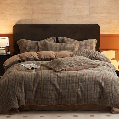 Set di biancheria da letto classica scozzese e calda (4 pezzi) - Marrone - Set di biancheria da letto (4 pezzi) - Matrimoniale Grande - image 17