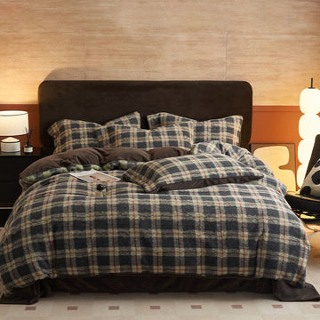 Set di biancheria da letto classica scozzese e calda (4 pezzi) - Blu - Set di biancheria da letto (4 pezzi) - Matrimoniale Grande - image 0