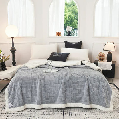 Coperta in peluche jacquard a quadri - image 0