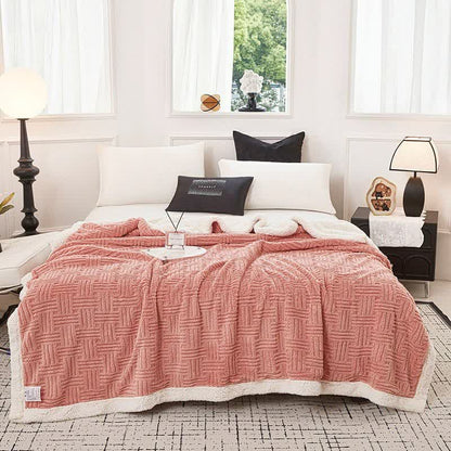 Coperta in peluche jacquard a quadri - image 5