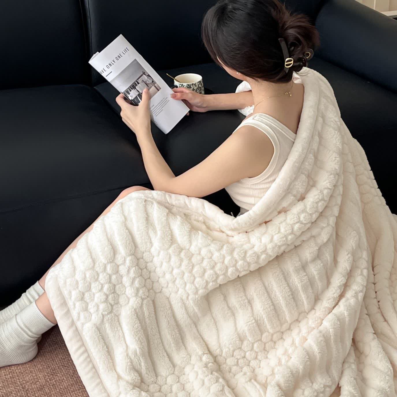 Coperta in peluche con trama geometrica Ownkoti - image 2